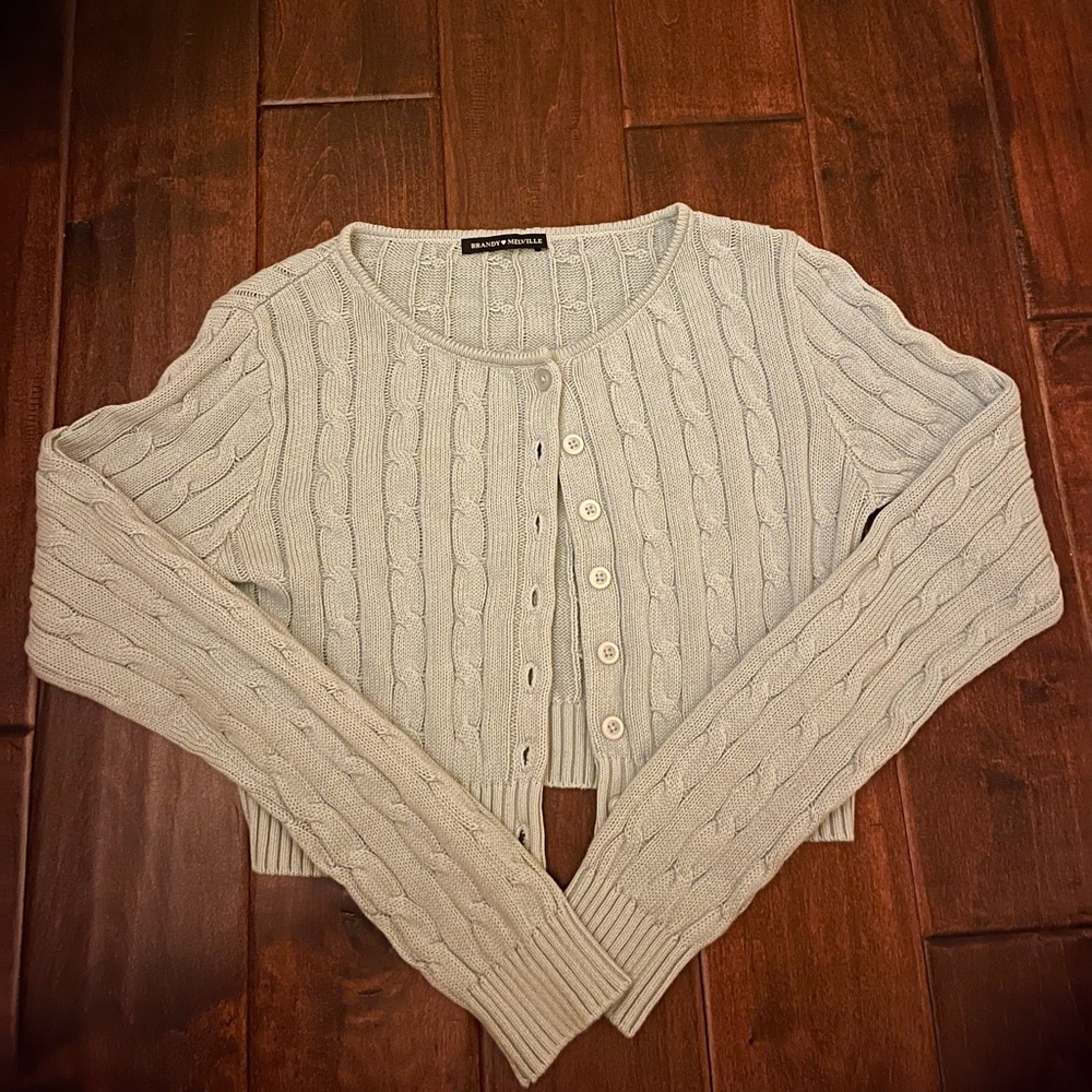 Brandy Melville light blue knit cardigan.
